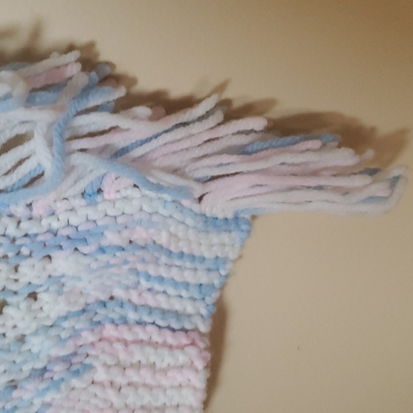 New Unused Vintage Crocheted Baby Afghan/Blanket, Pink,Blue,White, 50x45, Gorg! - Picture 4 of 13